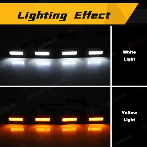 Imagen 2 del producto Para Toyota 4Runner 4 Runner TRD Pro 2025 luces de rejilla de coche parrilla delantera LED DRL blanco ámbar luces diurnas de advertencia accesorios de coche 4 piezas