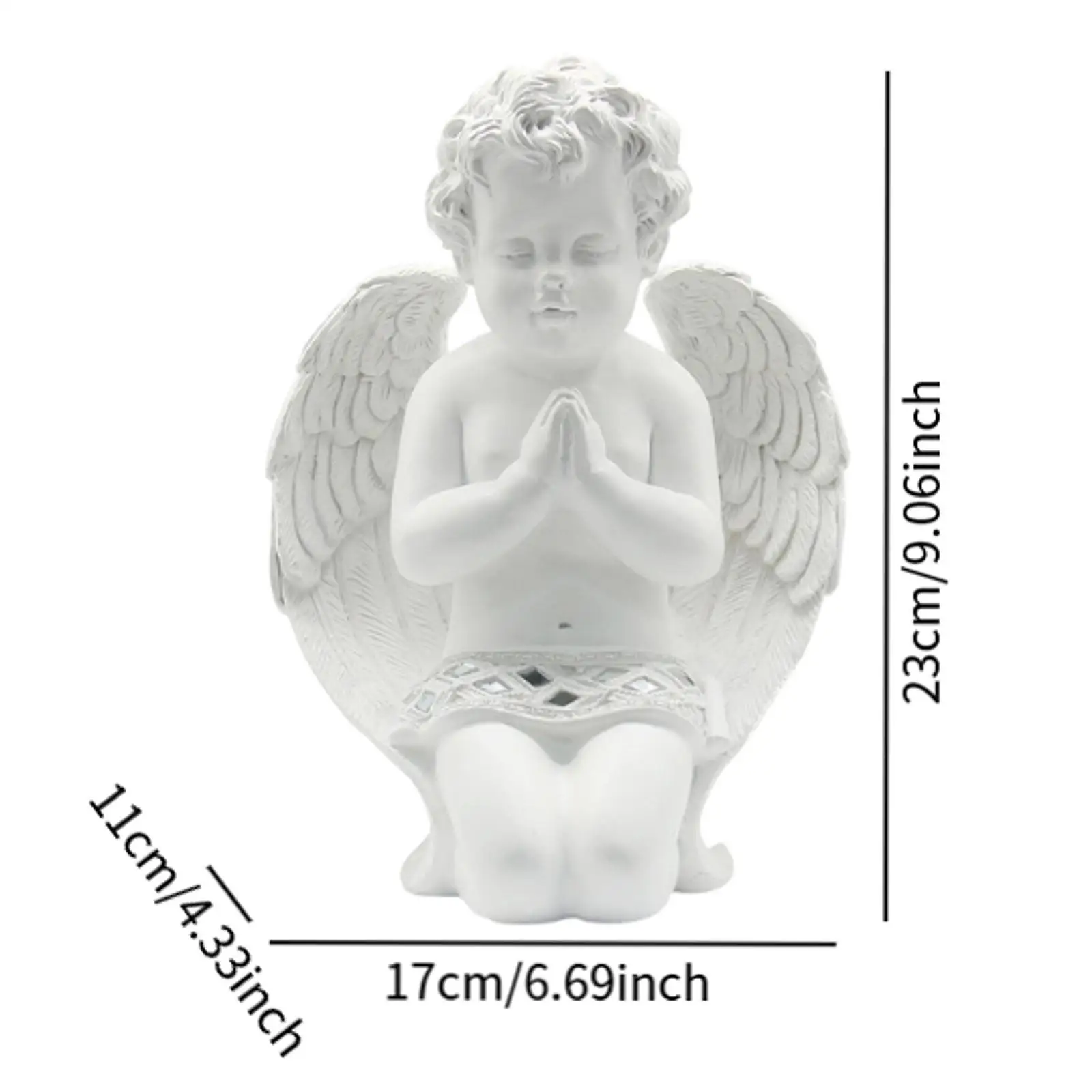 Resin Angel Statue Kneeling Cherub Figurine Memorial Sculpture Home Decoration for Shelf Ornament