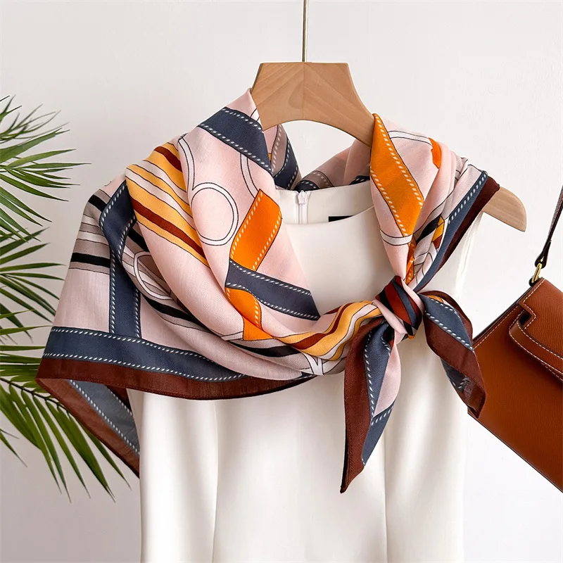 

90x90cm Luxury Print Silk Square Scarf Women Shawl Hijab Neckerchief Hair Ribbon Headband Fashion Wrap Bandana Foulard Pashmina