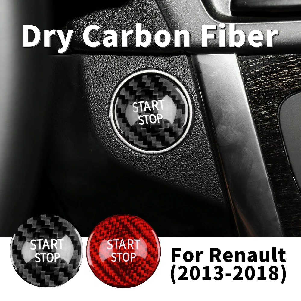 Dry Carbon Fiber For Renault Megane 3 2 Clio 4 Car Captur Engine Start Stop Button Cover Sticker 2013 2014 2015 2016 2017 2018