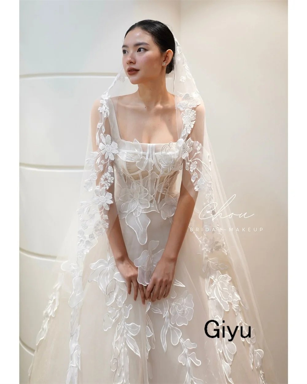 Giyu-vestido de Novia de encaje para mujer, prenda de vestir con cuello cuadrado, corte en A, longitud hasta el suelo