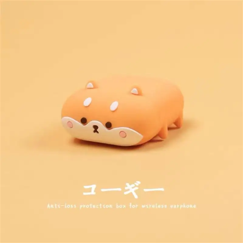 Caso dos desenhos animados corgi cão caso silicone fone de ouvido bluetooth sem fio capa protetora