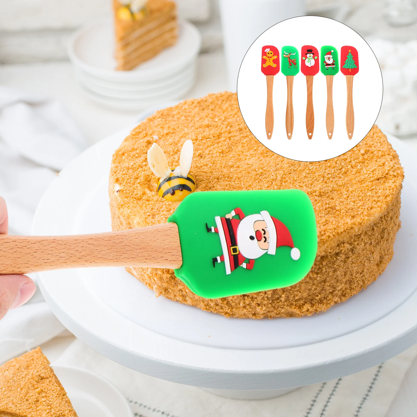 

5pcs Silicone Cream Scraper Reusable Baking Spatula For Cake Decorating Kitchen Tools Non-Stick Easy Clean Baking Accessories