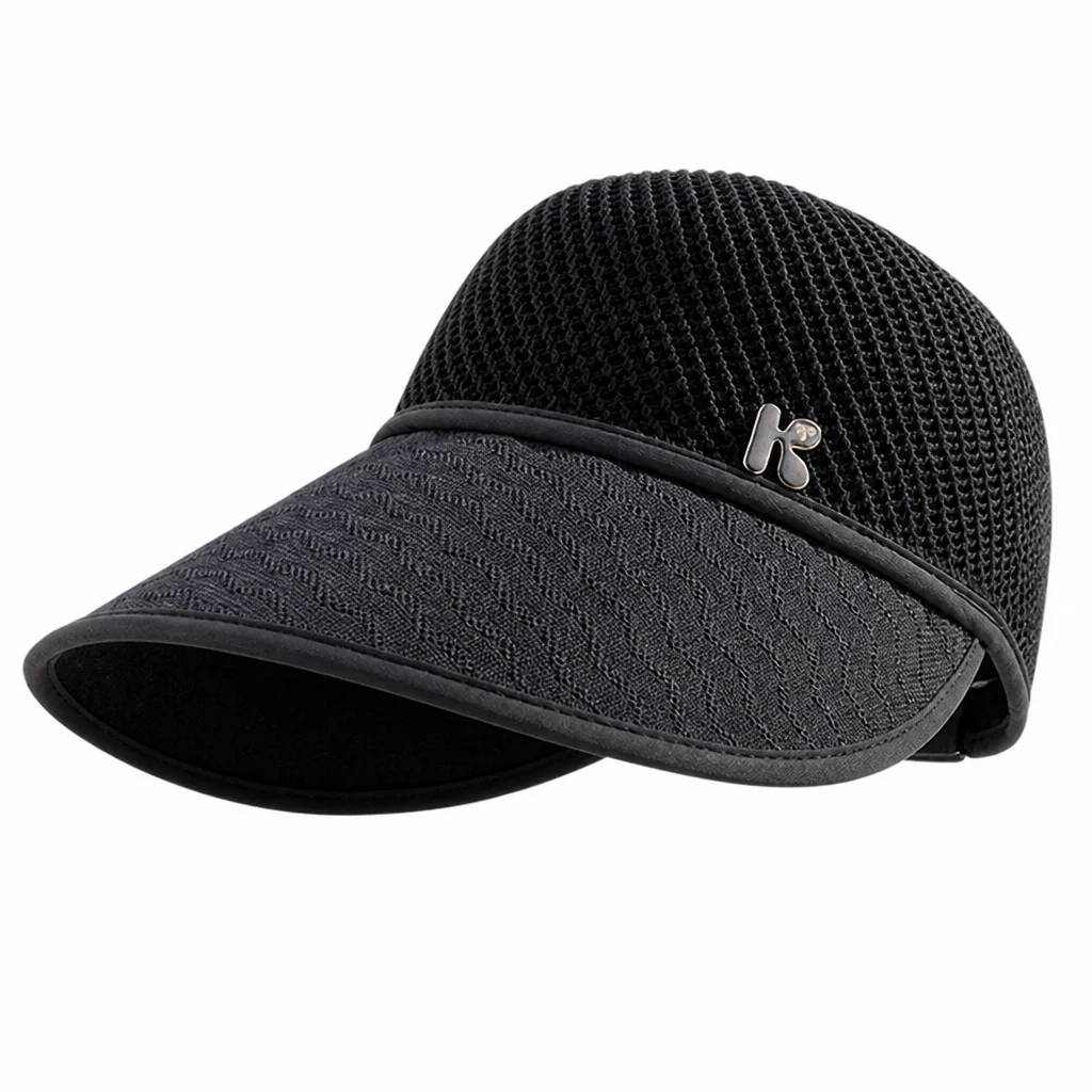 Sun Visor UV-Protection Sun Hat for Beach Summer Hiking Foldable Knit Open Top Breathable Cap for Men Women Travel Gear