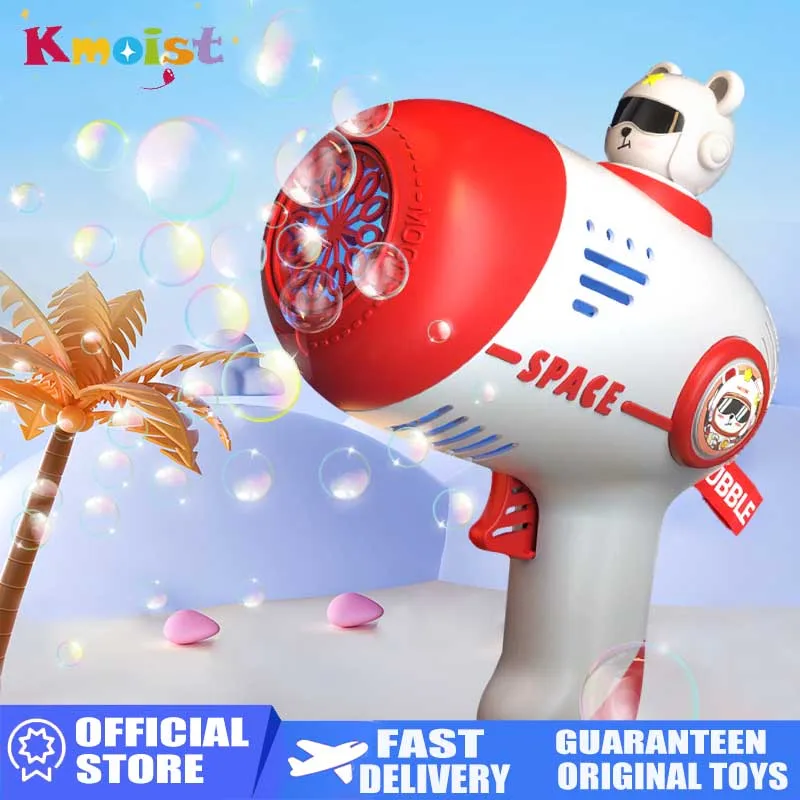 Bubble Gun Kids Toys 12 Holes Astronauts Soap Bubbles Machine Gun Shape Automatic Blower With Light Pomperos Outdoor Toy Gifts