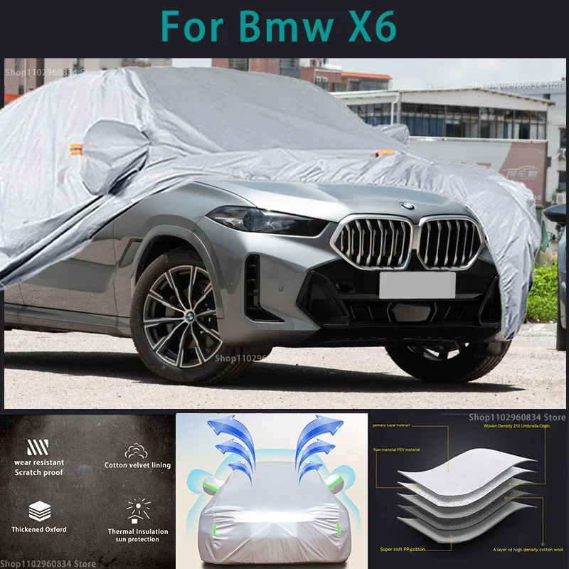 

Для BMW X6 210T водонепроницаемые полные Чехлы для автомобиля уличная Защита от солнца УФ пыли дождя снега защитный чехол для автомобиля