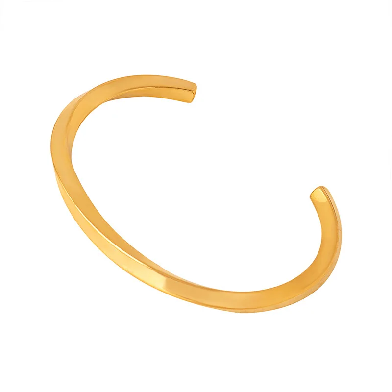 Stainless Steel Sideways No Fade Color Open Bracelets Bangle For Women Fashion Simple Bracelet Jewelry Gifts