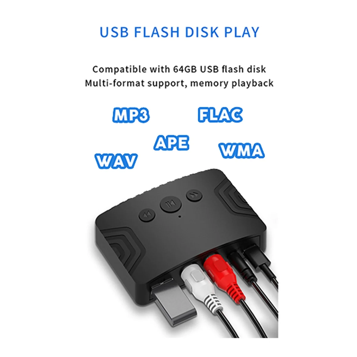 POP-lBluetooth 5.3 аудиоприемник 3,5 мм AUX USB U-диск стерео музыка беспроводной аудио адаптер для ТВ автомобильный динамик