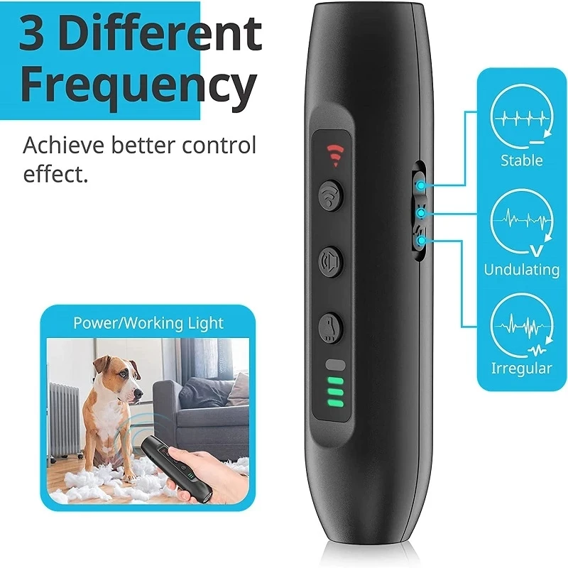 Ultrasonic Pet Dog Cat Repeller Anti Barking Stop Bark Training Device Adapter Trainer LED Ultrasonic with Flashlight Repellent