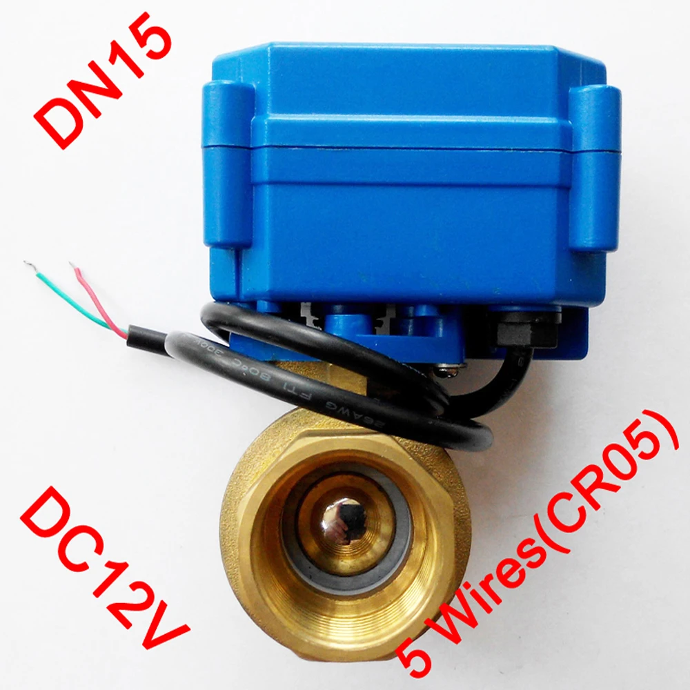 

1/2" Electric ball valve, DC 12V Motorized valve with 5 wires(CR 05), DN15 Electric valve with for water heater