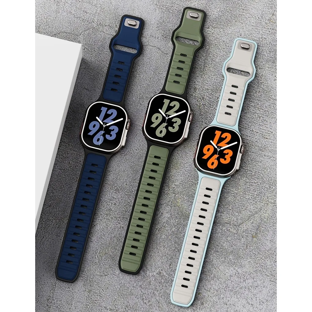 حزام ساعة من السيليكون الناعم المسامي لساعة IWatch Ultra 2 مقاس 49 ملم iWatch Series 987 SE 654321   سوار معصم 45 ملم 41 ملم 44 ملم