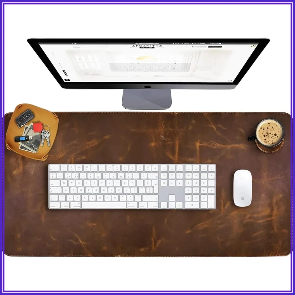 

Leather Desk Pad 3mm Thick Double Layer 31x15.6in Large Computer Mat for Keyboard Mouse Office