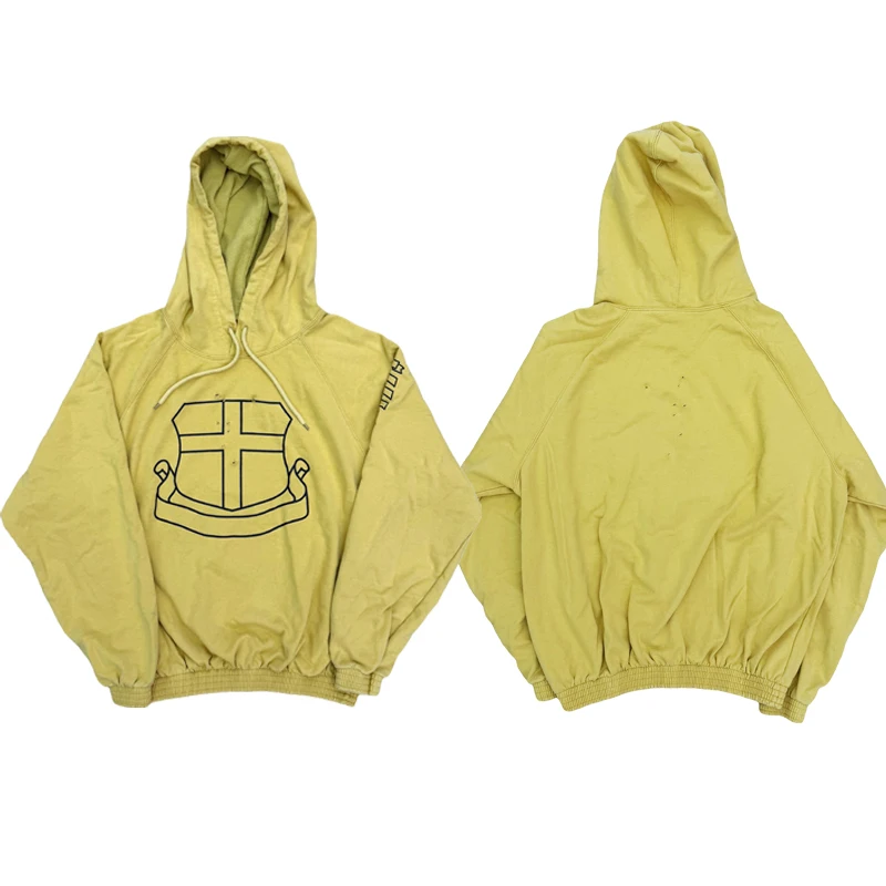 

Number Nine Yellow ield Hoodie Vintage Print Hoodie Sweatirt Men's Stand Fit Cotton Crewne Pullover Harajuku Sle
