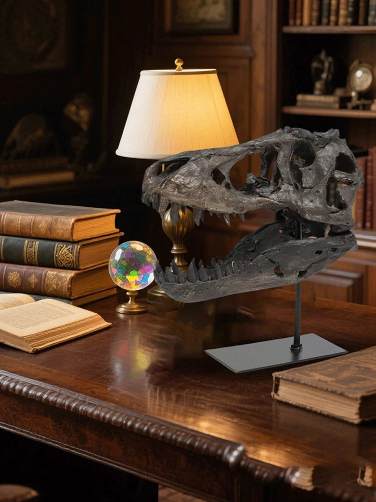 Tyrannosaurus Rex Fossil Figurine with Bracket Skull Statue Replica Head