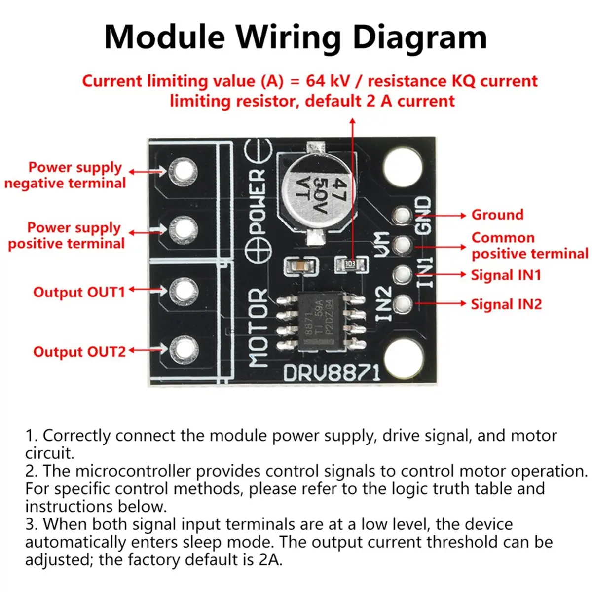 AA14 5Pcs DRV8871 DC 6.5-45V DC H-Bridge Motor Driver Module 3.6A Brushed Motor Driver PWM Control Driver Module