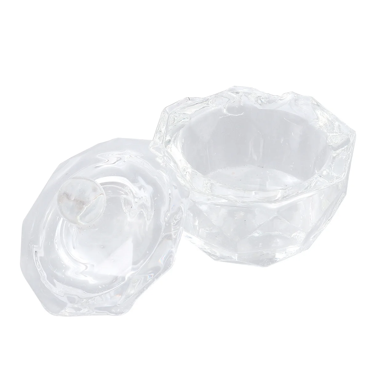 2 個ネイルアートクリスタルカップアクリル八角形液体パウダーホルダープロフェッショナルサロンホームマニキュア用品クリスタルネイルアートカップ