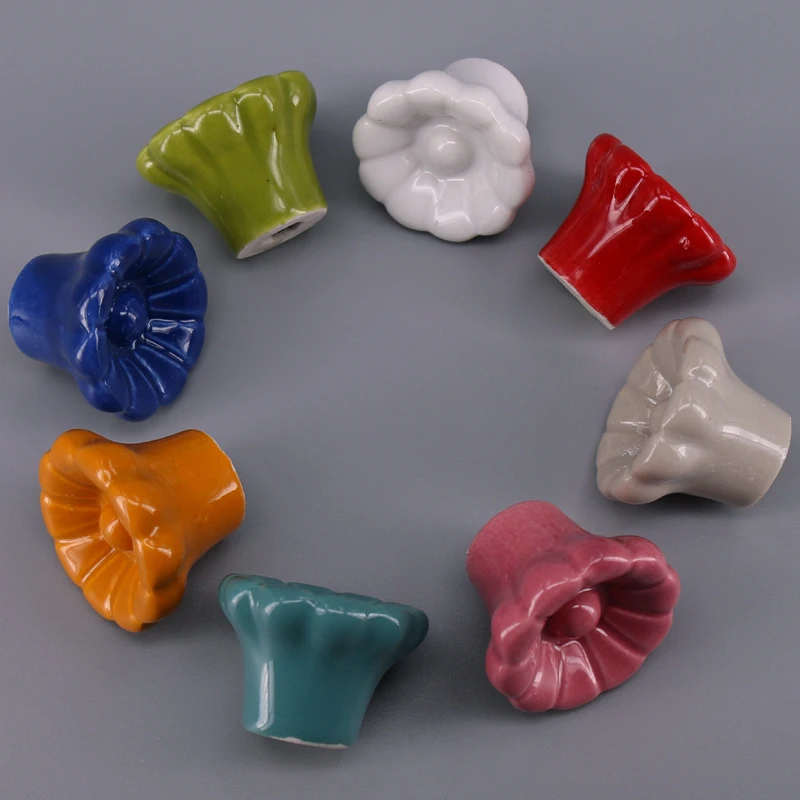 1PC Candy color furniture knobs Oval Button shape Cabinet Door Cupboard Drawer handle pull decorative ceramic knobs and pulls