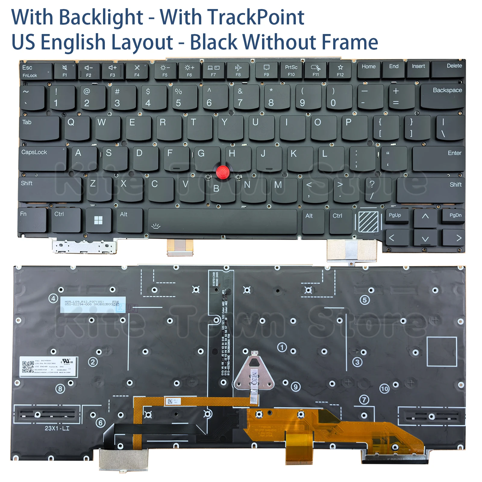 New US Laptop Keyboard Backlit for Lenovo Thinkpad X1 Carbon 12th Gen 12 2024 Type 21KC 21KD Black With TrackPoint