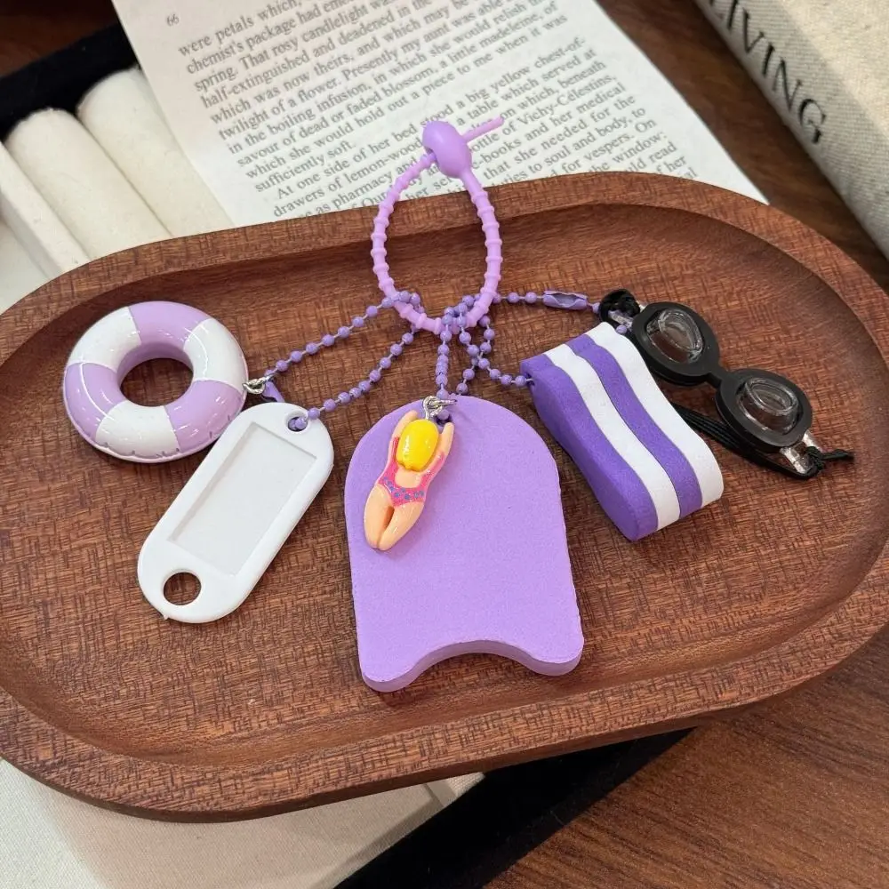 Funny Floating Key Ring Colorful Creative Swimming Keychain Fashion Hanging Diving Series Keychain Backpack Decor
