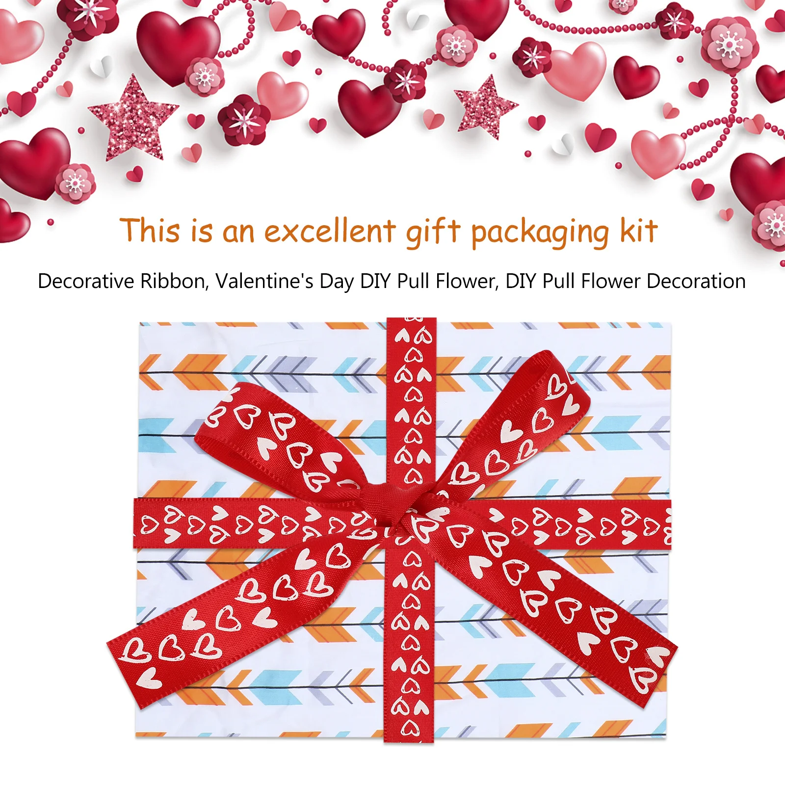 

5 Rolls Exquisite Heart Letter Ribbons Wedding Printed Ribbon Decor Gift Packing Handicrafts Supplies Wrapping Ribbons