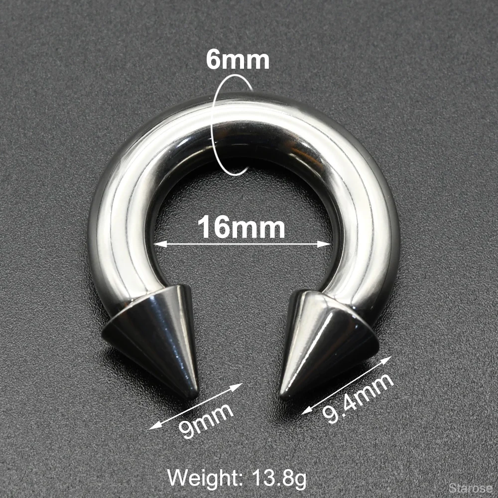 0G Punk Spike Große Größe Innengewinde Edelstahl Kegel Kreisförmige Barbell Piercing Septum Nasenring Hoop Helix Ohrringe – Detail 10
