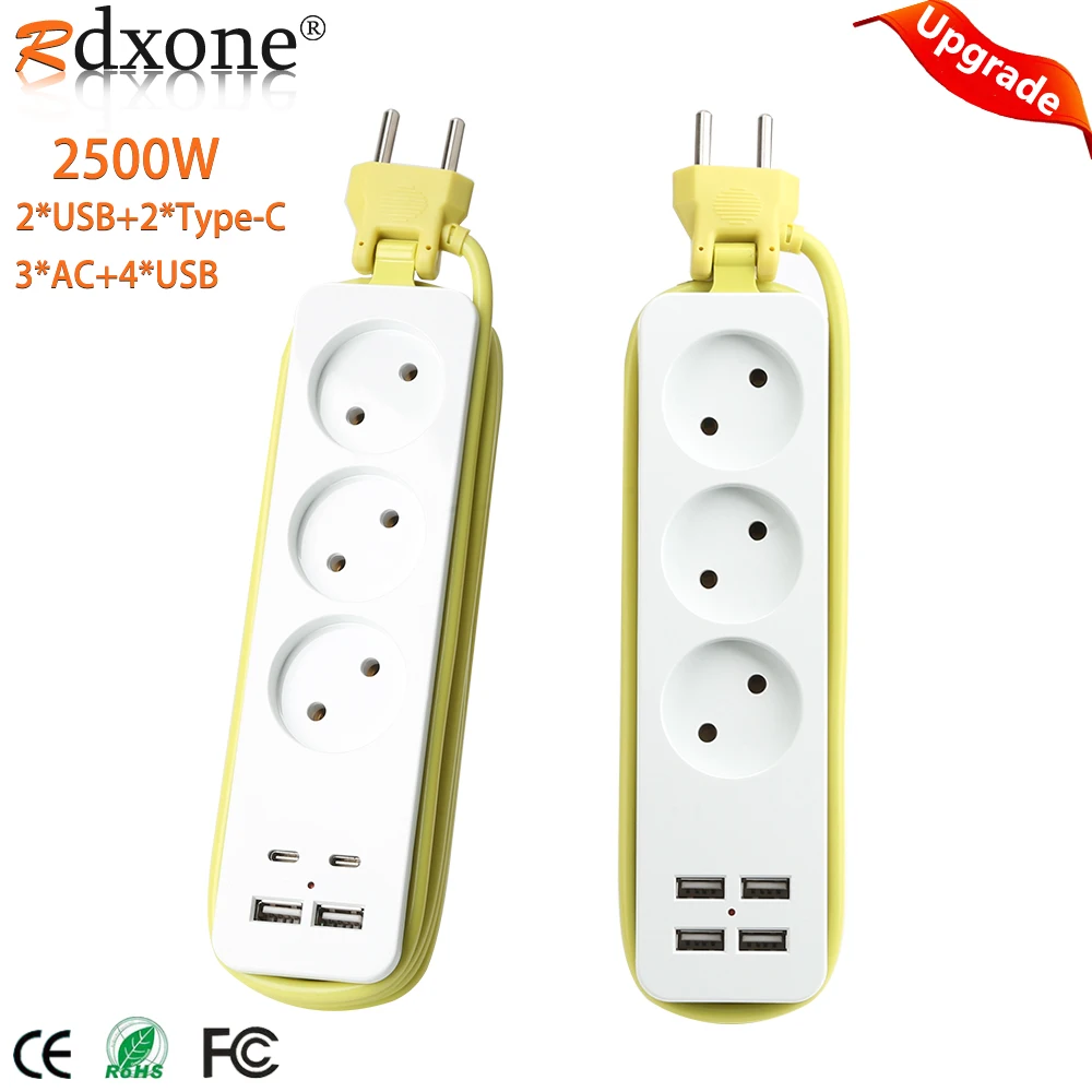 EU Plug USB Power Strip Plugs For Sockets Power Filter Extension with USB and Socket For Home Extender 1.8m Plug Network Filter