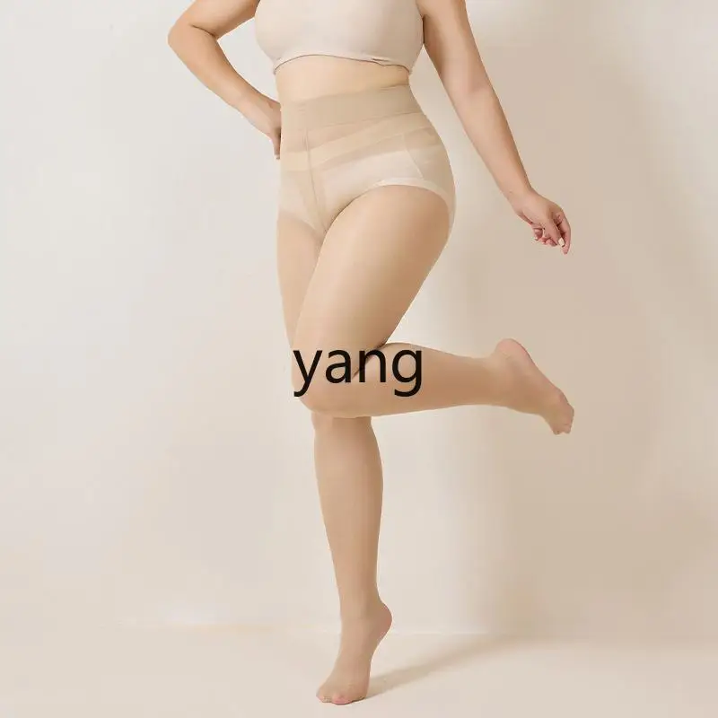 Yjq large size stockings, fattened and enlarged spring, autumn and summer ultra-thin meat-colored skin socks