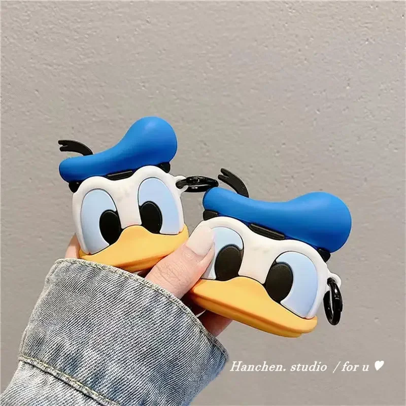 ديزني ثلاثية الأبعاد دونالد داك الاتجاه الكرتون ل Airpods 1 2 3 برو Pro2 الإبداعية اللاسلكية بلوتوث سماعة سيليكون واقية