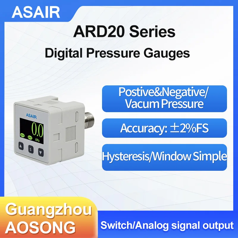 Asair Electronic Digital Pressure Gauge replaces SMC Digital Pressure Switch ARD20 with Vacuum Positive and Negative Pressure G