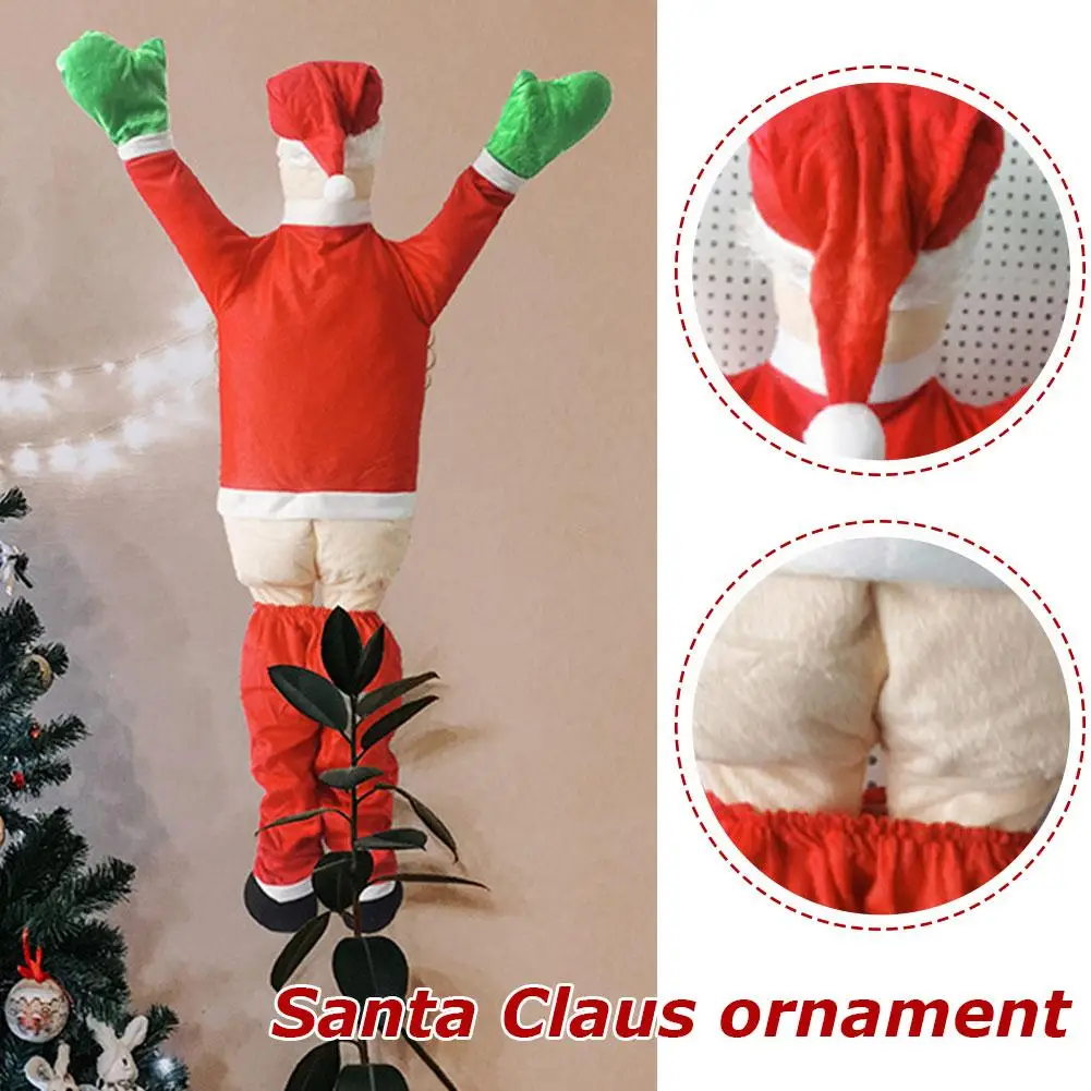 110/170cm Christmas Decoration Hanging Santa Velvet Santa Claus Takes Off His Pants Climbs Wall Festival Ornament Decoration