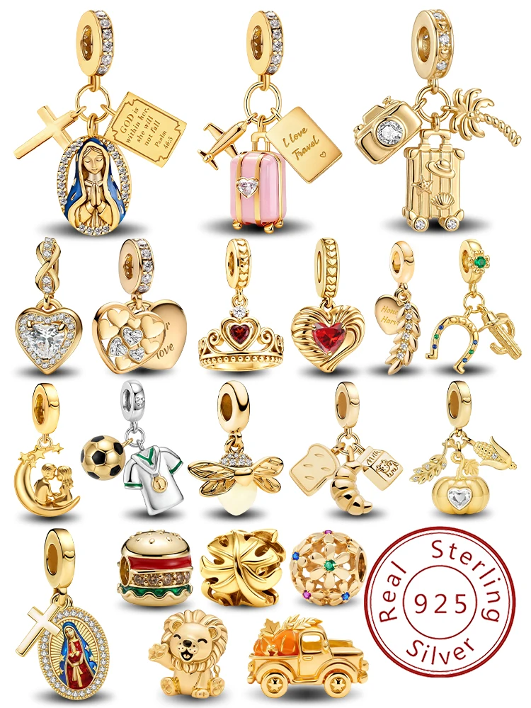 

925 Sterling Silver Crown Lion Golden Series Truck Holy Mother Bead Fit DIY Bracelet Making Gift Of High Quality Jewelry
