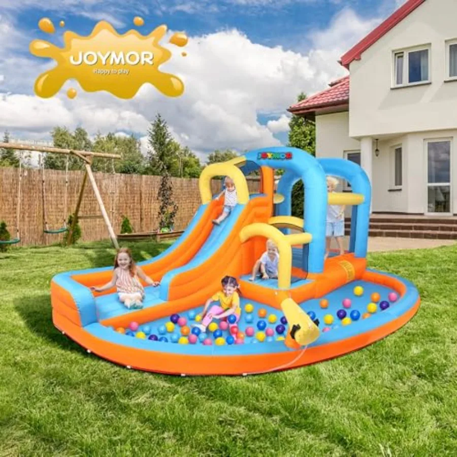 5-in-1 Iatable Water Slide Park, Water Bounce House w/Air Blower, Climbing Wall, Double Jump Area, Splash Pool, Water Cannon, W - view 4