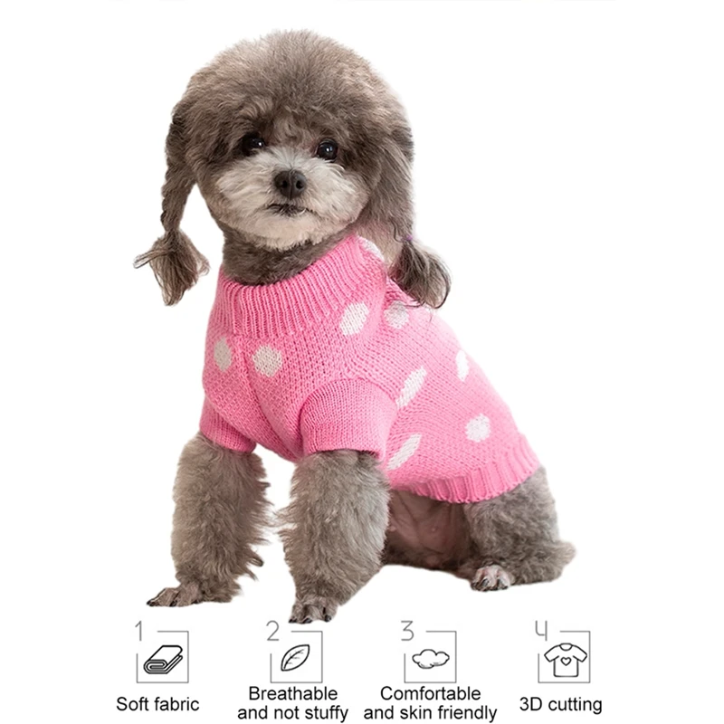 Puppy Dog Sweaters Winter Small Medium Dogs Cats Knitted Dot Clothes Warm Elastic Pet Chihuahua Vest Soft Windproof Coat Jacket
