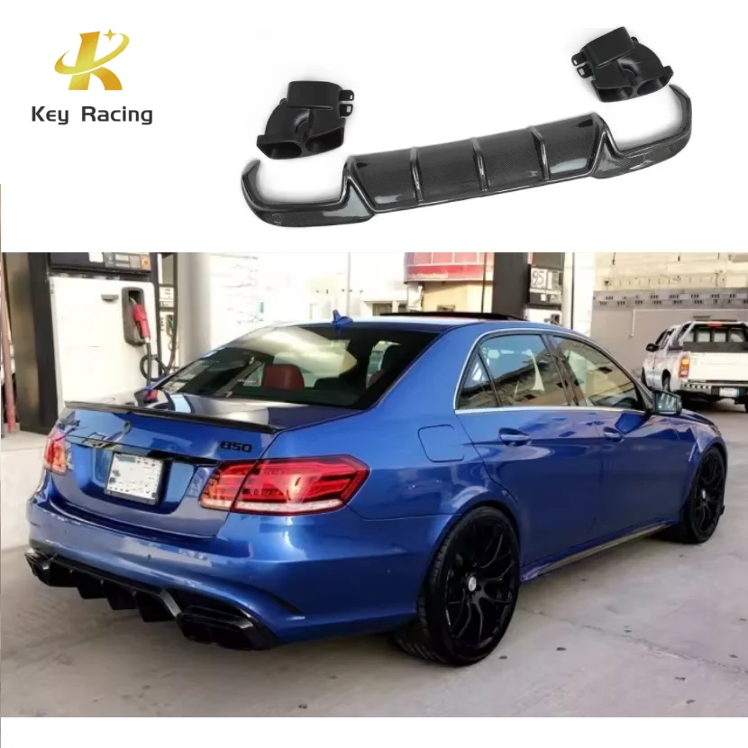 E63 W212 Accessoires Extérieur Auto Carbon Fiber BS Style Rear Bumper Diffuser With Exhaust For Mercedes-Benz E Class W212