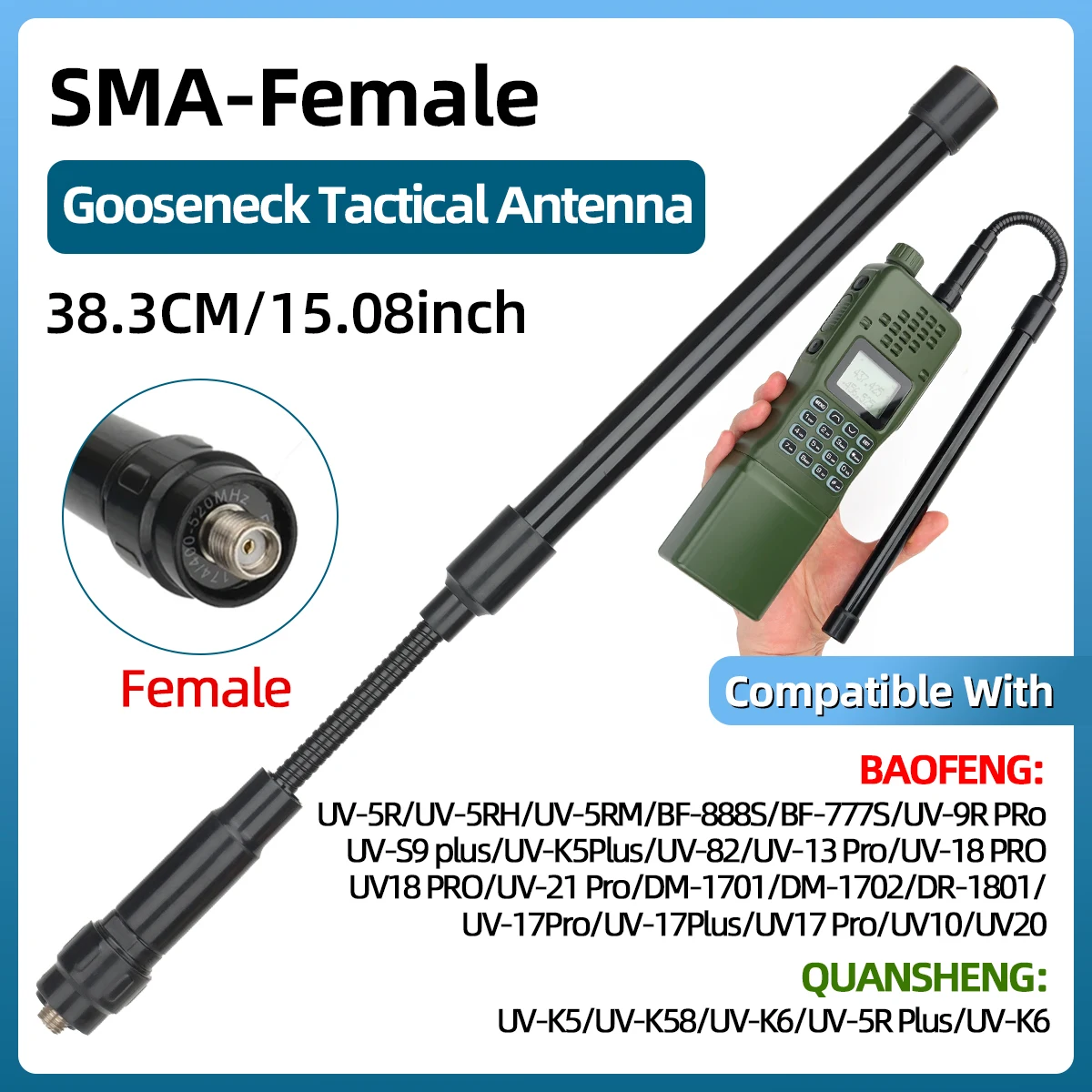 Baofeng CS Tactische Antenne SMA-Vrouwelijke Dual Band VHF UHF 144/430Mhz Opvouwbaar Voor Walkie Talkie Baofeng UV-13 Quansheng