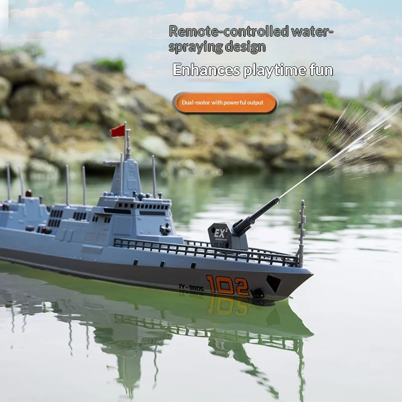 Jjrc 2.4g Remote Control Destroyer Model Water Spray Rc Boat Dual Motor Outdoor Summer Water Toy