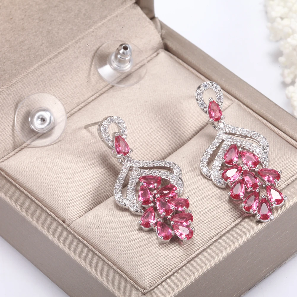 

Women Pink Zircon Micro-Clayed Chic Studs Stylish Daily Wear Decoration Birthday Party Gift For Family Friends Women