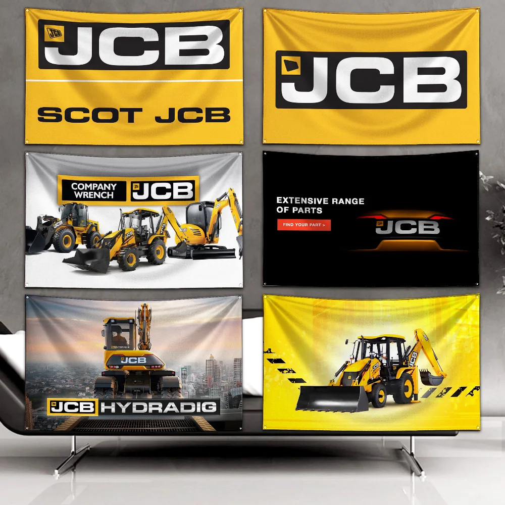 3x5 Ft Excavator J-Jcb Flag Polyester Digital Printing Banner For Garage or Out door Decoration