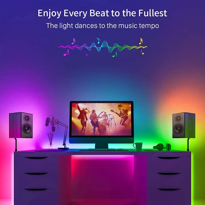 Smart LED Strip Lights RGB Color Changing 5V Low Voltage APP Control Home Decoration TV Party Festival Decoration (With Battery)