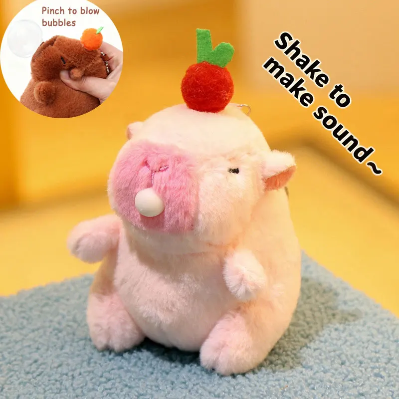 Porte-clés en peluche Capybara mignon, pendentif pour sac à dos, poupée en peluche Kawaii, décoration de voiture, animaux en peluche, jouets doux, cadeaux d'anniversaire