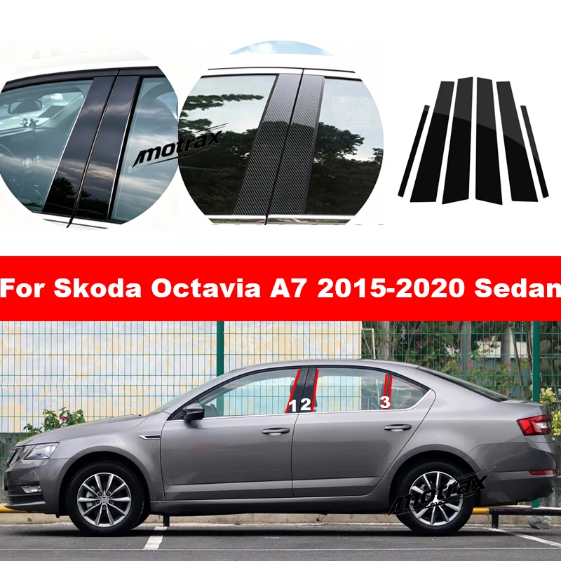 Car Window Pillar Decorative PC Trim for Skoda Octavia A7 2015-2020 Sedan Cover B C Pillar Stickers Auto Exterior Accessories