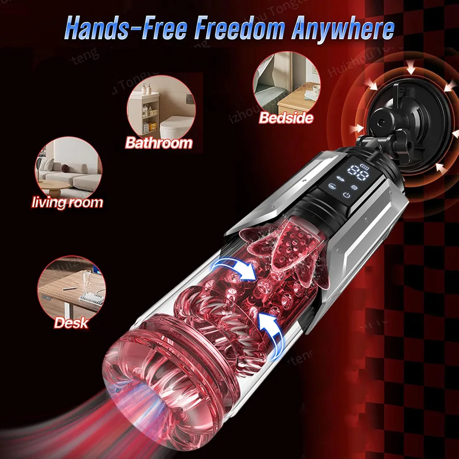 APP LED Automatic Male Masturbator Cup 7 Sucking Rotating Licking Thusting Modes Pocket Pussy Stroker Blowjob Sex Toys For Men