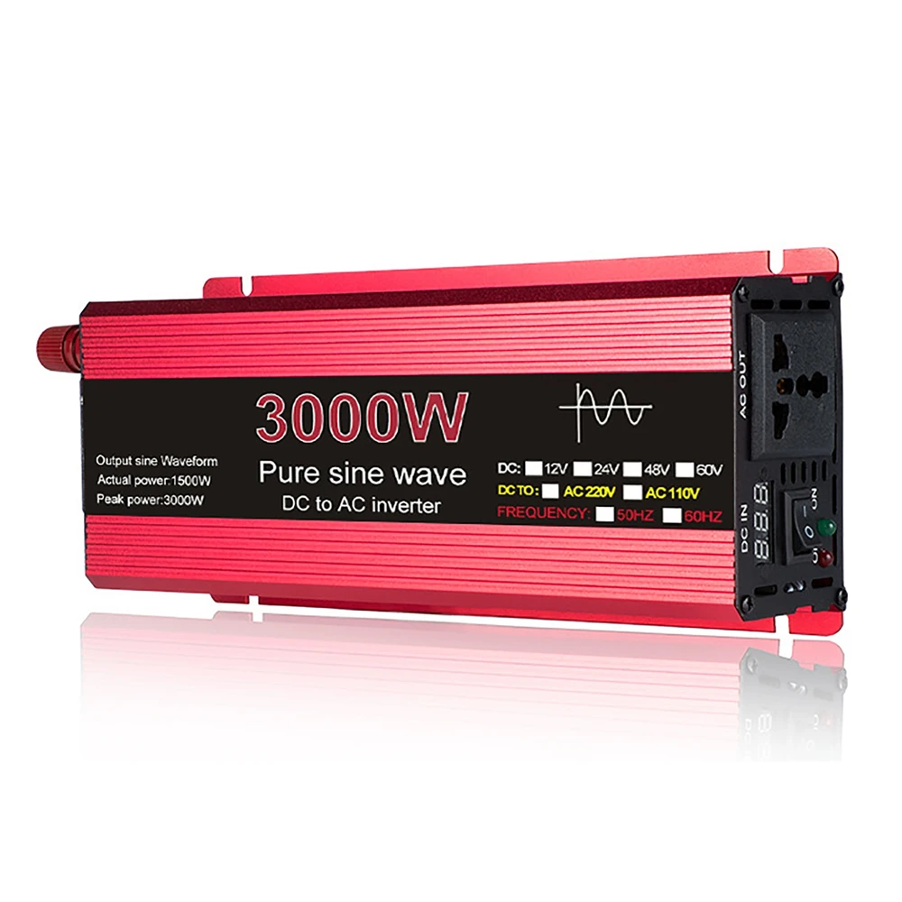 

Pure Sine Wave Inverter 3000W/2200W/1600W/1000W 12V 24V TO 220V 110V Voltage Converter Power Transformer Car Solar Inverter