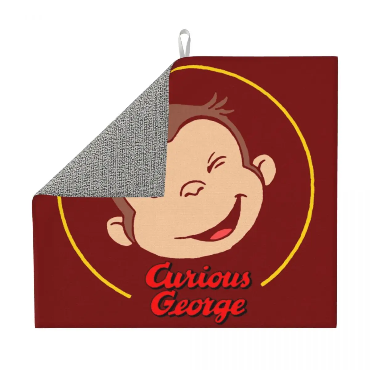 Custom Curious George Manga Monkey Face Dish Drying Mats for Kitchen Quick Dry Super Absorbent Microfiber Dishes Drainer Pad