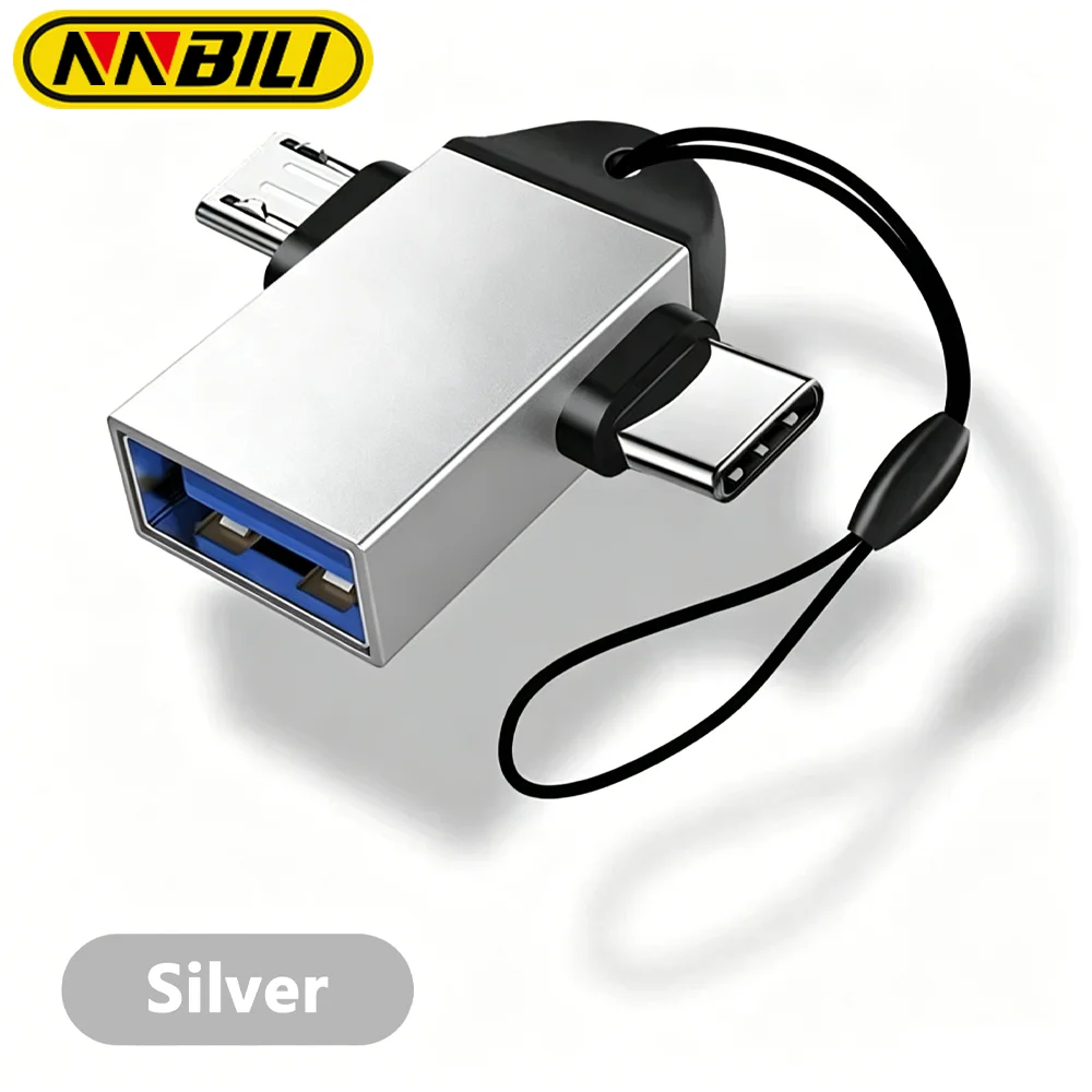 NNBILI 2In1 Type-C USB 3.0 Female To Micro USB OTG Adapter For Android Phone Data Converter For Tablet Hard Disk Aluminum Alloy