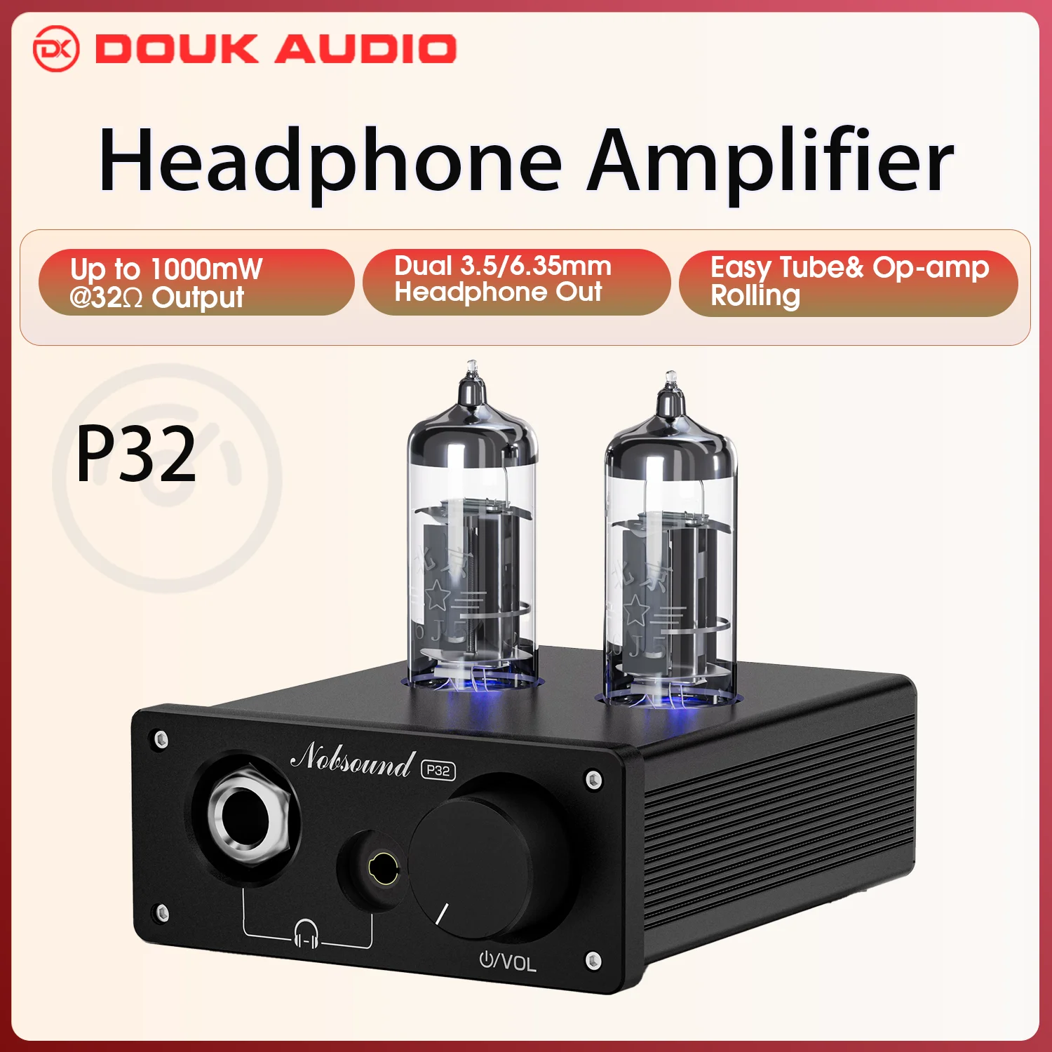 

Douk Audio P32 Desktop Valve Tube Pre-amplifier Mini Headphone Amplifier Audio Preamp for 3.5mm/6.35mm Headstes