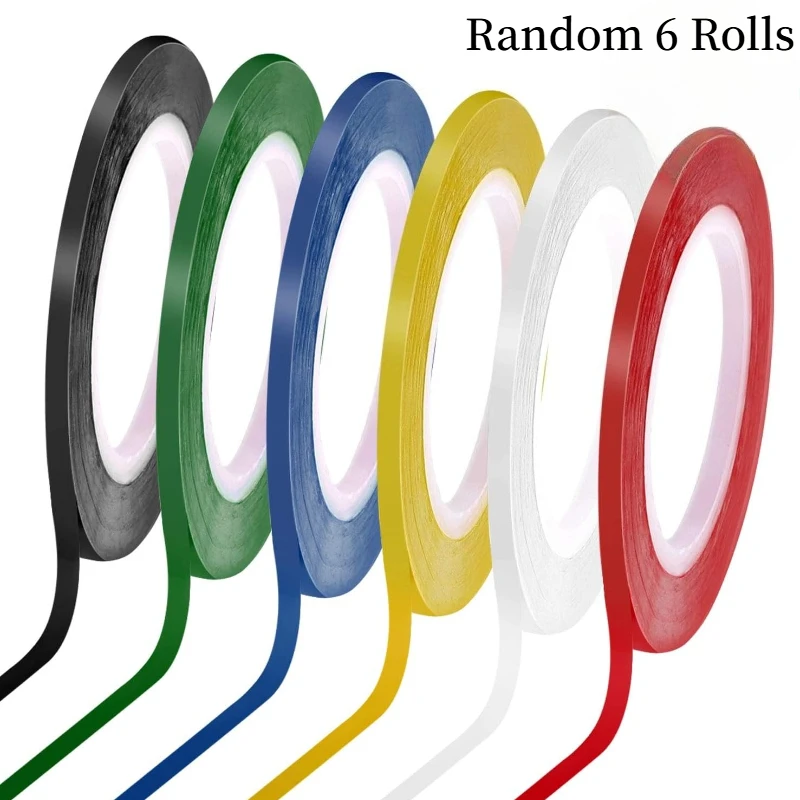 Random 6 Rolls WhiteboardTape Thin White BoardTape Lines Pinstripe Dry Erase ArtTape Graphic Chart Grid Electrical Tape