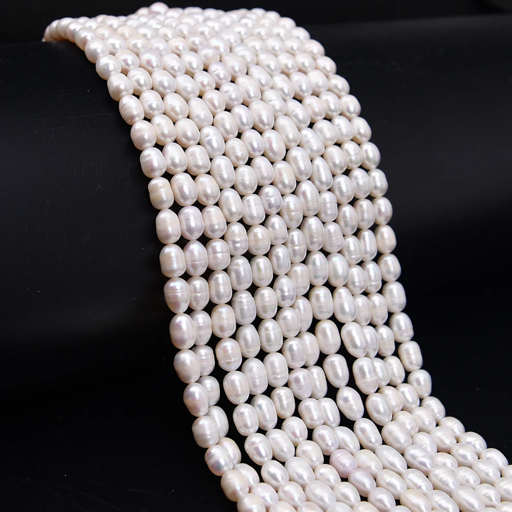 apdgg-5-strands-7x9mm-freshwater-cultured-white-rice-pearl-loose-beads-14''-strands-handmade-jewelry-making-diy