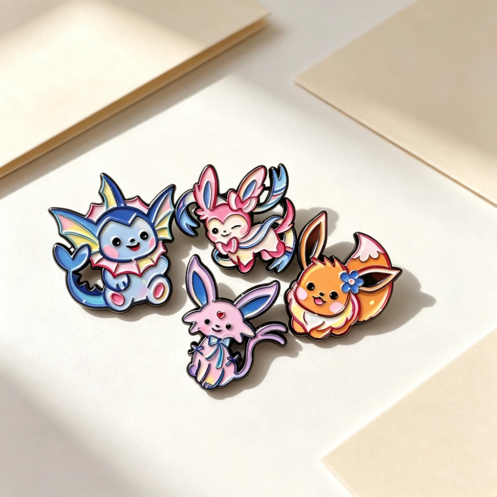 9 Stück/Set Japanische Anime-Elfen-Emaille-Anstecknadeln, niedliche Monster-Metallbroschen, Reversnadeln, Fantasy-Abenteuer-Schmuck, Geschenk für Sammler – Detail 3