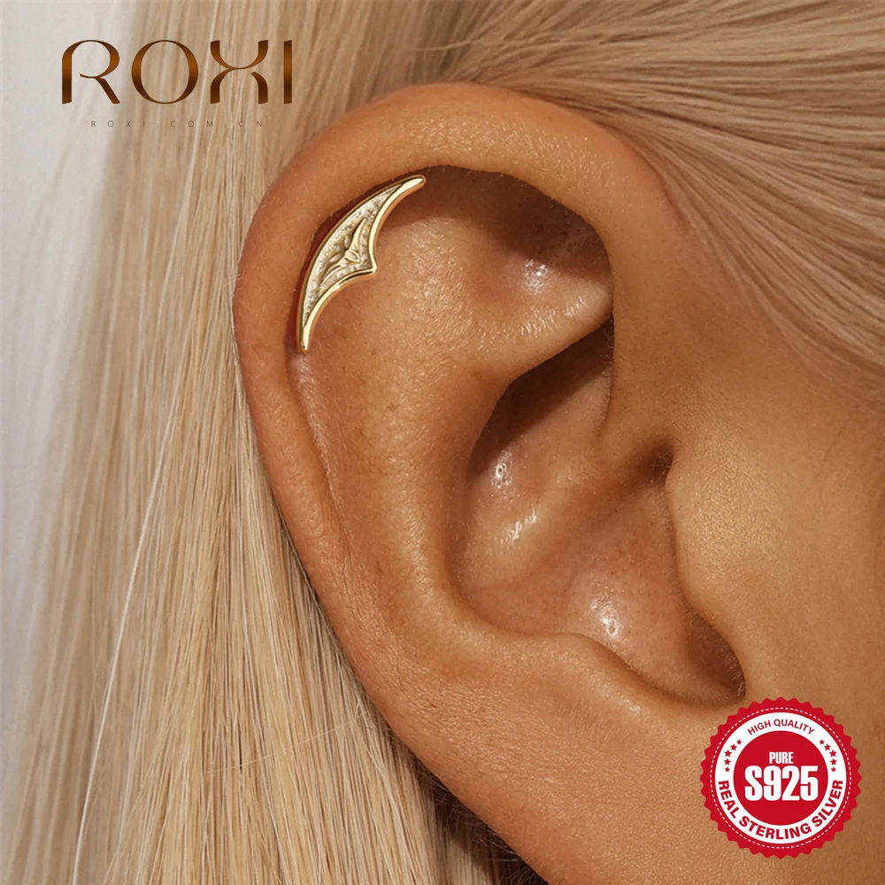 

ROXI 1Pc 925 Sterling Silver Shiny Geometric Sailboat Hidden Helix Piercing Earring For Women Punk Jewelry Personalities Fashion